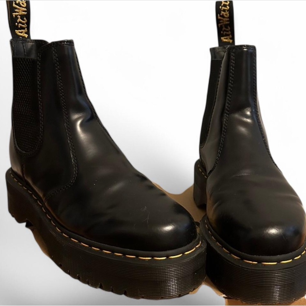 Black Leather dr marten Platform Boots